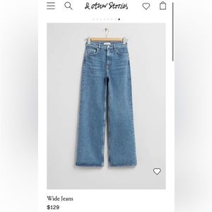 & OTHER STORIES Treasure Cut Wide Leg Jeans Light Blue NEW 31